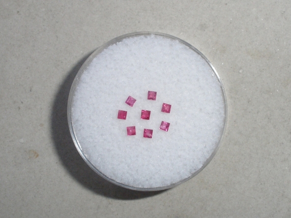 8 Red Ruby Square Gems 1.5mm each