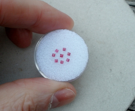 8 Red Ruby Square Gems 1.5mm each