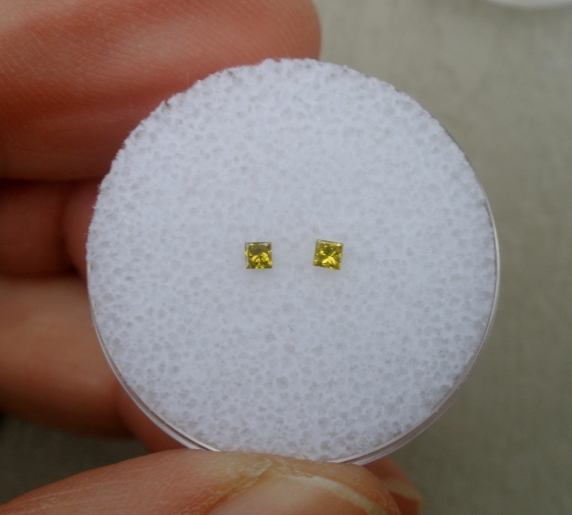 Yellow diamond princess pair 1.8mm each
