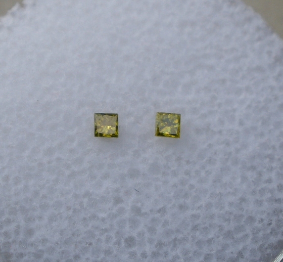 Yellow diamond princess pair 1.8mm each