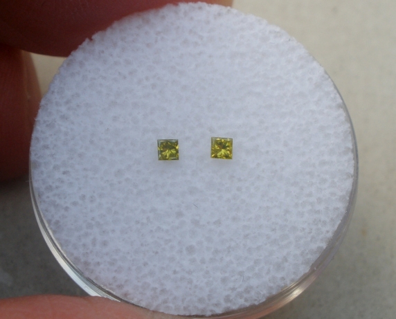 Yellow diamond princess pair 1.8mm each