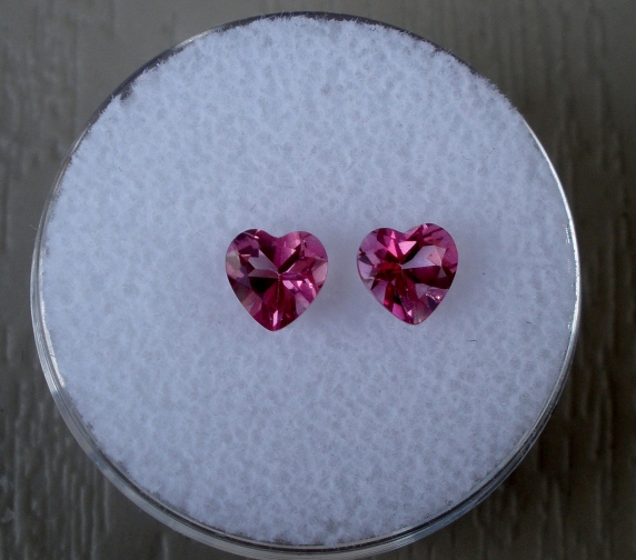Pink topaz heart gem pair 5mm