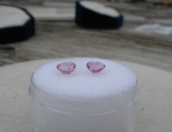 Pink topaz heart gem pair 5mm