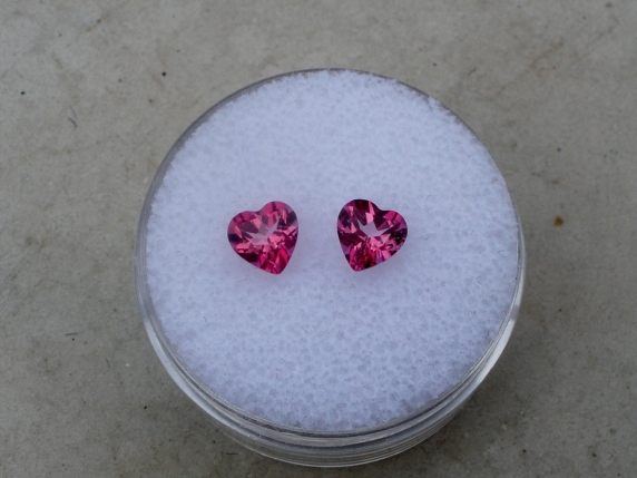 Pink topaz heart gem pair 5mm