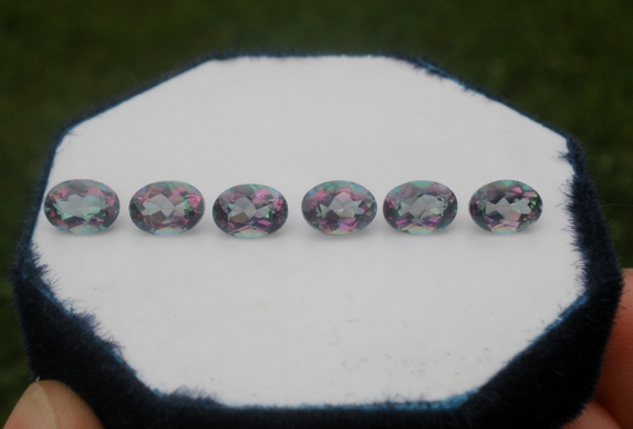 6 Rainbow mystic topaz oval gems 7 x 5mm each
