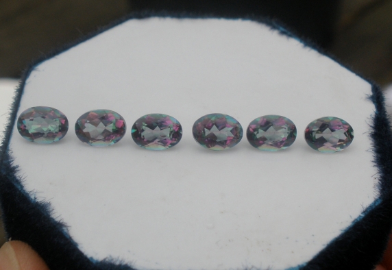 6 Rainbow mystic topaz oval gems 7 x 5mm each