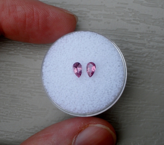 Pair of 5x3 mm  Pink Topaz Pear Gems in AAA Grade