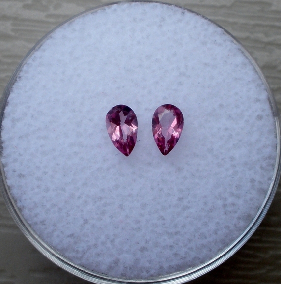 Pair of 5x3 mm  Pink Topaz Pear Gems in AAA Grade