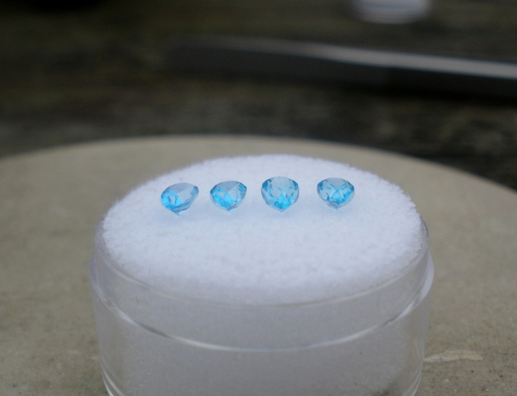 4 Loose Blue Topaz Pear Gems 5x3mm each