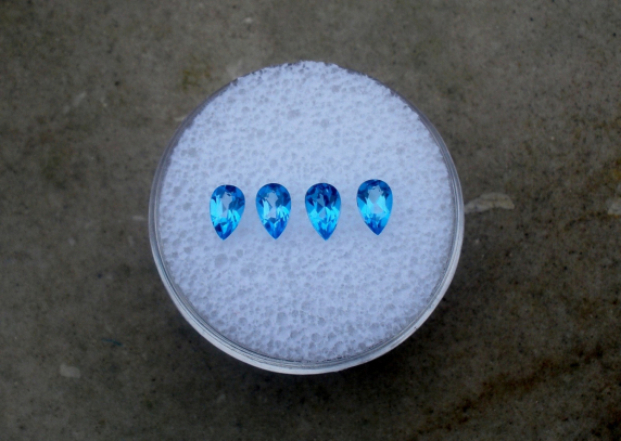 4 Loose Blue Topaz Pear Gems 5x3mm each