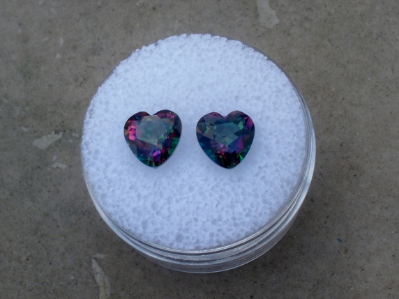 Rainbow Mystic Topaz Heart Shape Gem Pair 7mm