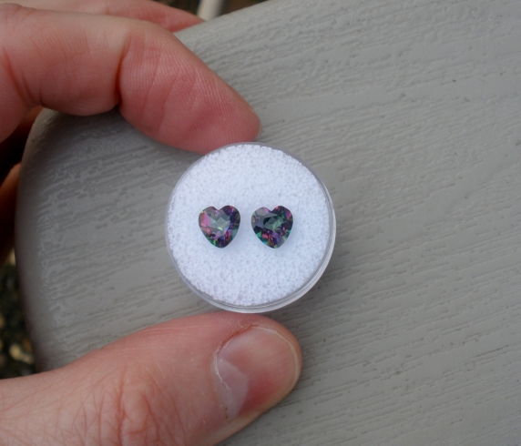 10mm HeRainbow Mystic Topaz Heart Shape Gem Pair 7mm