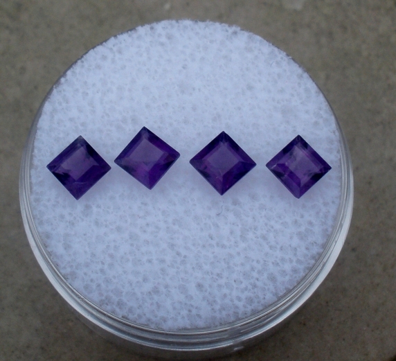 4 Loose Natural African Amethyst Square Gems 4mm Each
