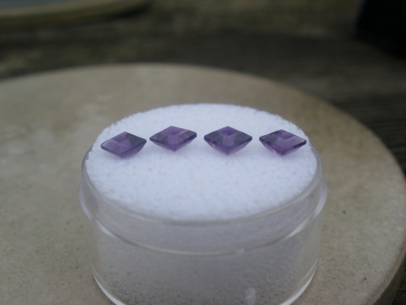 4 Loose Natural African Amethyst Square Gems 4mm Each