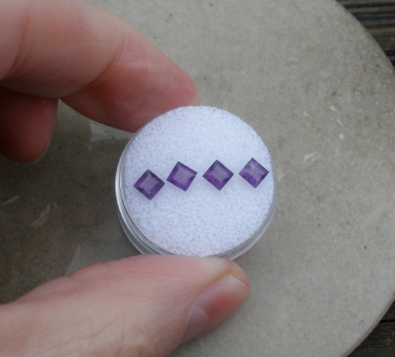 4 Loose Natural African Amethyst Square Gems 4mm Each
