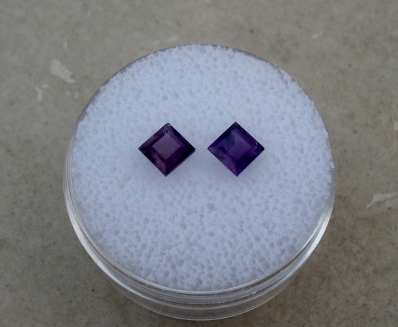 2 Loose Natural African Amethyst Square Gems 4mm Each