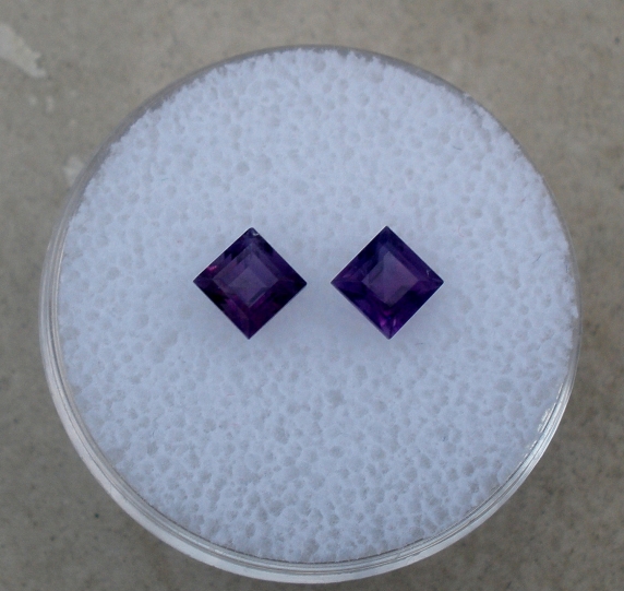 2 Loose Natural African Amethyst Square Gems 4mm Each