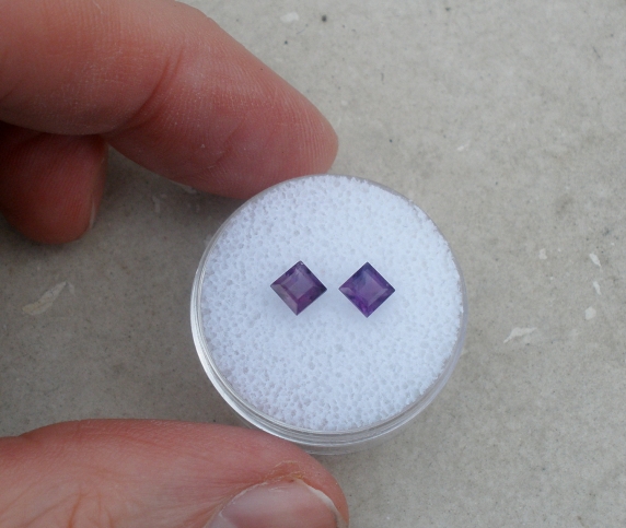 2 Loose Natural African Amethyst Square Gems 4mm Each
