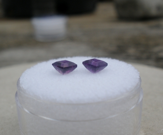 2 Loose Natural African Amethyst Square Gems 4mm Each