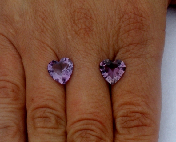 10mm Heart Shape Amethyst Gem Pair in AAA Grade