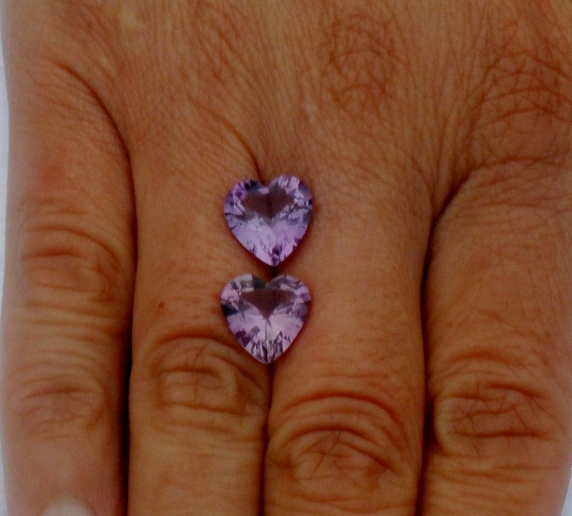 10mm Heart Shape Amethyst Gem Pair in AAA Grade