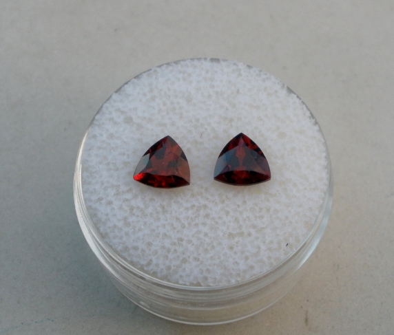 Garnet trillion gem pair 6mm each