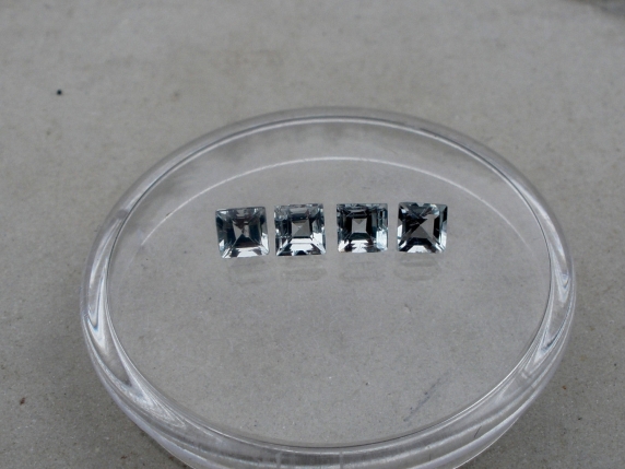 4 Aquamarine square loose gems 3mm each