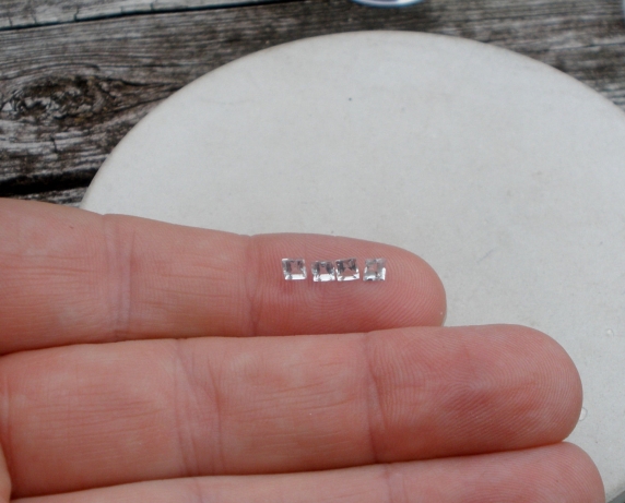 4 Aquamarine square loose gems 3mm each