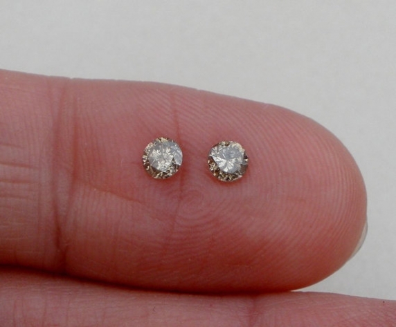 Champagne natural diamond loose faceted round pair 3.5mm each