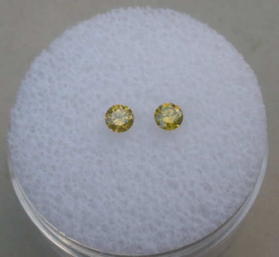 Yellow Diamond Round Loose Faceted Natural Pair 3mm each