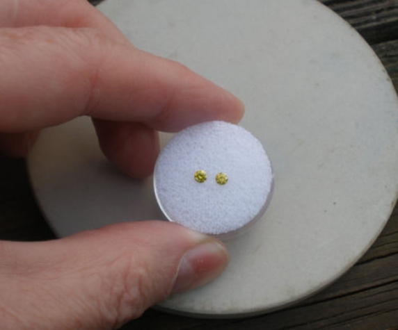 Yellow Diamond Round Loose Faceted Natural Pair 3mm each