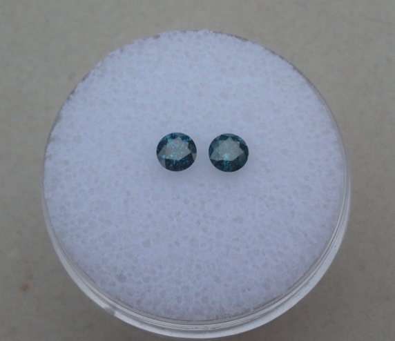 Blue Diamond Loose Round Faceted Pair 3.5mm each