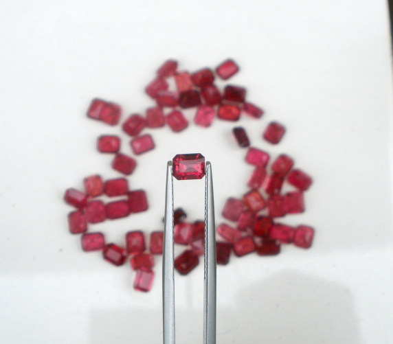 Ruby Red  Tourmaline Emerald Loose Faceted Natural Gem 5x4mm