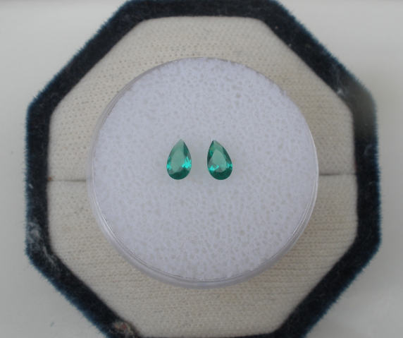 Colombian emerald pear loose faceted natural gem pair 5x3mm