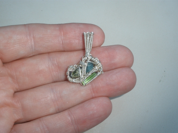 Tourmaline Wire Wrapped Sterling Silver Pendant