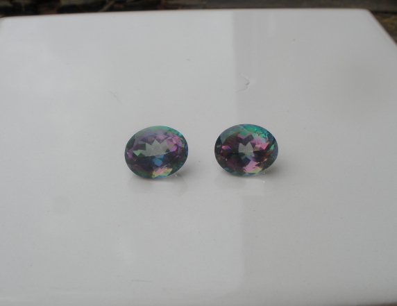 Rainbow Mystic Topaz Oval Gem Pair 11 x 9mm Each