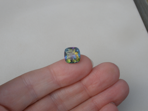 11mm Rainbow Mystic Topaz Cushion Loose Faceted Gem