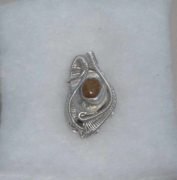 Sunstone Sterling Silver Wire Wrapped Pendant