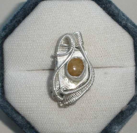 Sunstone Sterling Silver Wire Wrapped Pendant