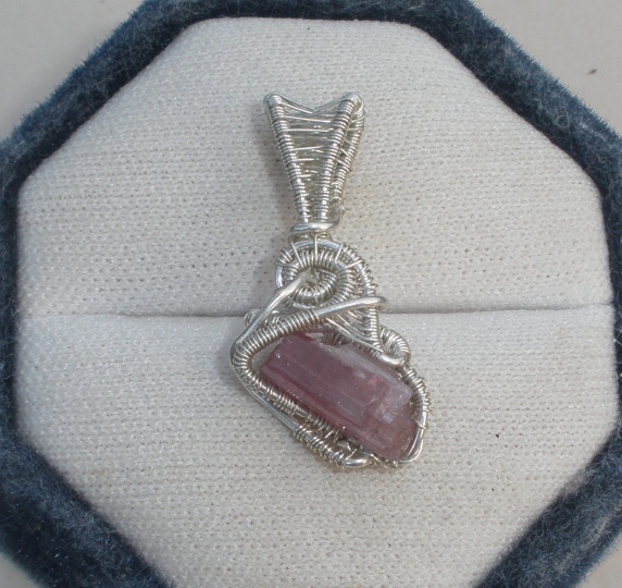Rubellite Sterling Silver Wire Wrapped Pendant