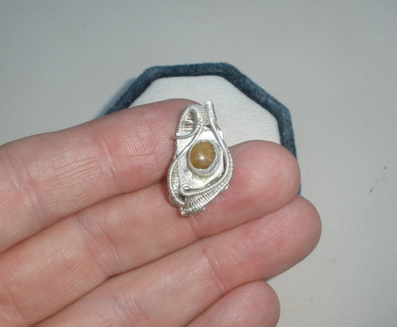 Sunstone Sterling Silver Wire Wrapped Pendant