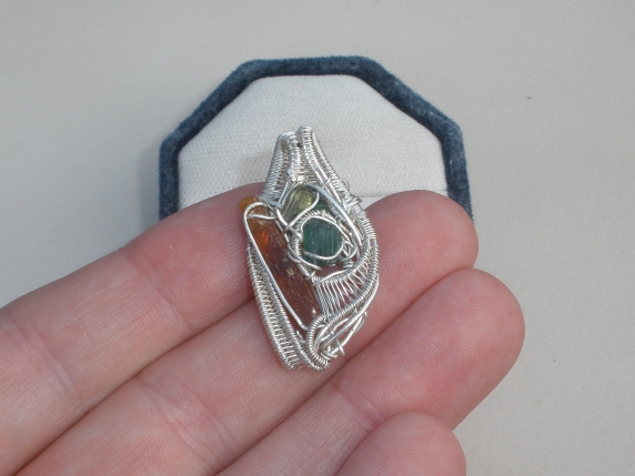 Tourmaline and Kyanite Wire Wrap Pendant