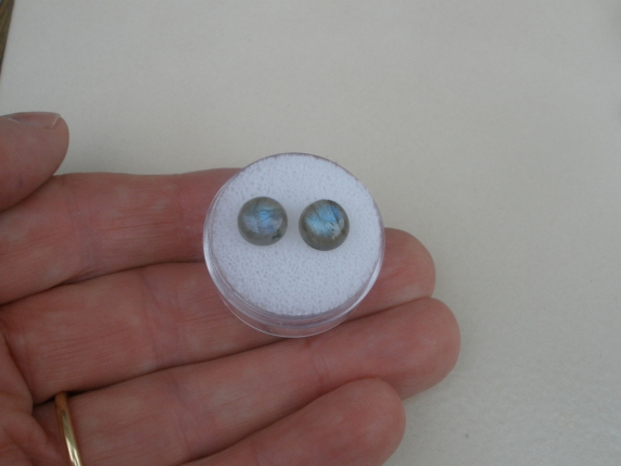 Natural Blue Labradorite Loose Round Cabochon Gem Pair 8mm
