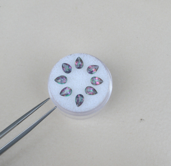 8 Rainbow mystic topaz pear gems 6x4mm each