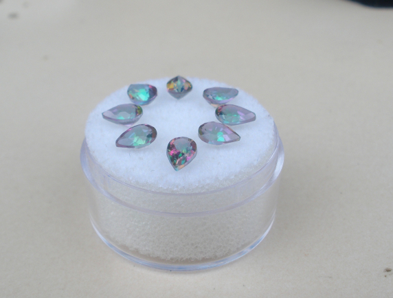 8 Rainbow mystic topaz pear gems 6x4mm each