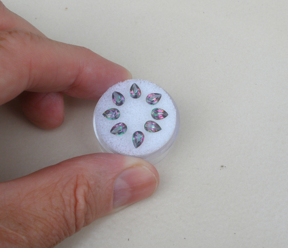 8 Rainbow mystic topaz pear gems 6x4mm each