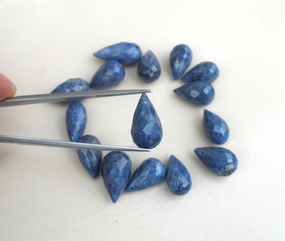 Blue Sapphire Briolette Drilled Tear Drop Natural Gem Blue Sapphire Briolette Drilled Tear Drop Natural Gem