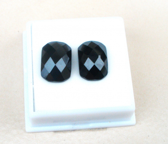 Hematite Rosecut Cushion Natural Gem Pair 14 x 10mm each