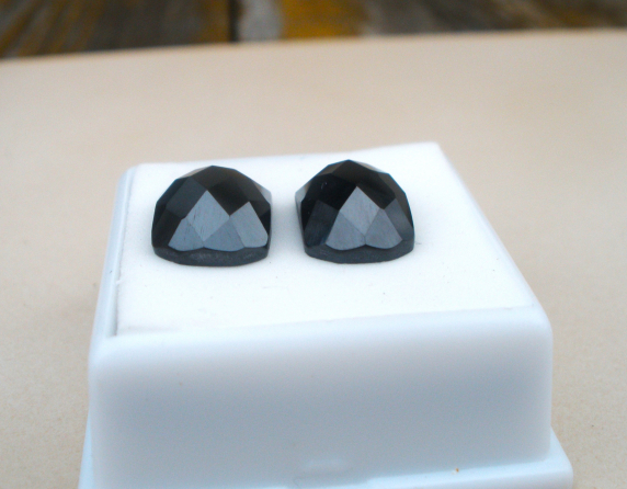 Hematite Rosecut Cushion Natural Gem Pair 14 x 10mm each