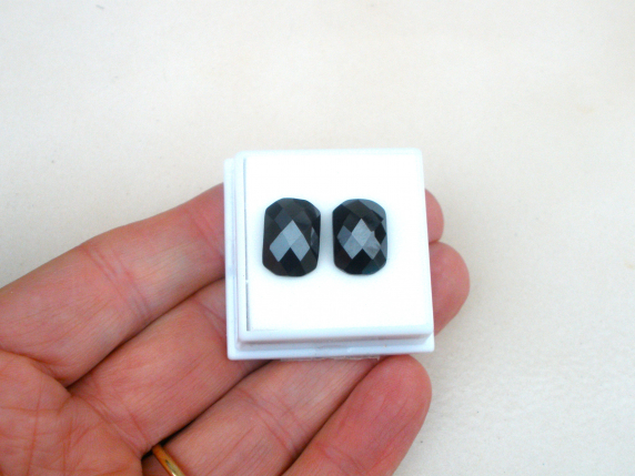 Hematite Rosecut Cushion Natural Gem Pair 14 x 10mm each